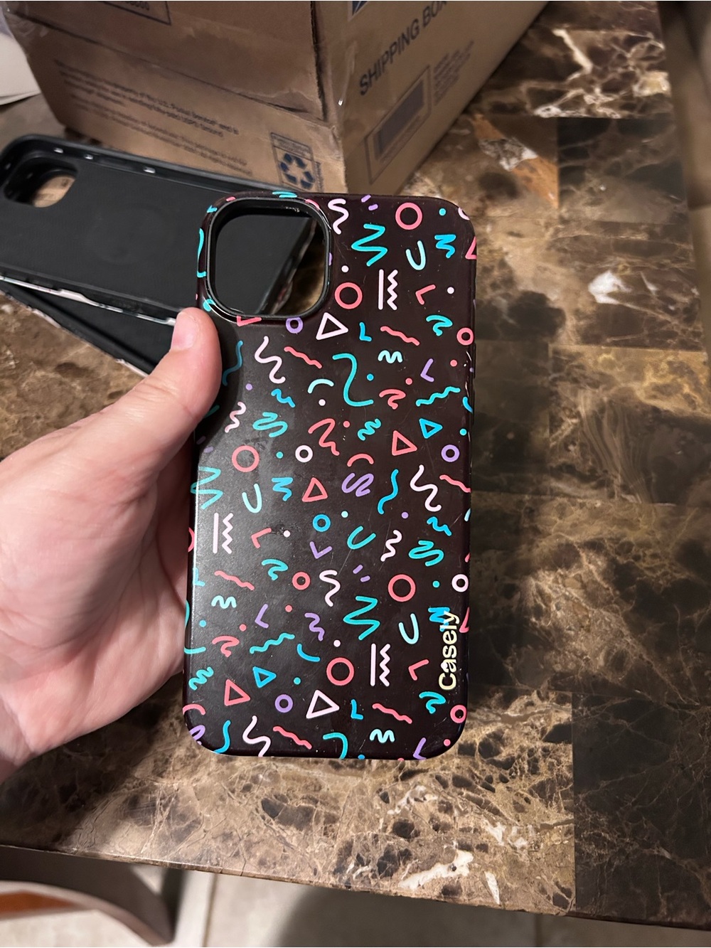 iPhone 14 Plus Casely Black Multicolor Geometric Pattern BOLD FLEX